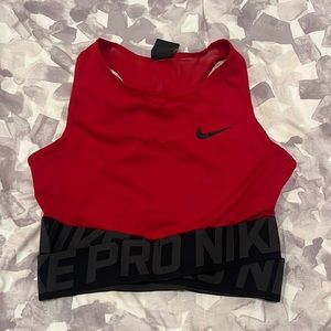 Nike Red and Black Pro Tank Sports Bra